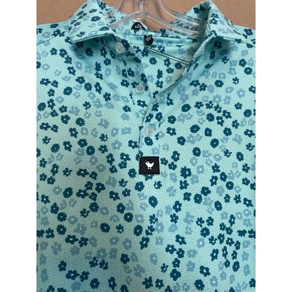 Bad Birdie Blue Floral Polo Shirt - Picture 2 of 5
